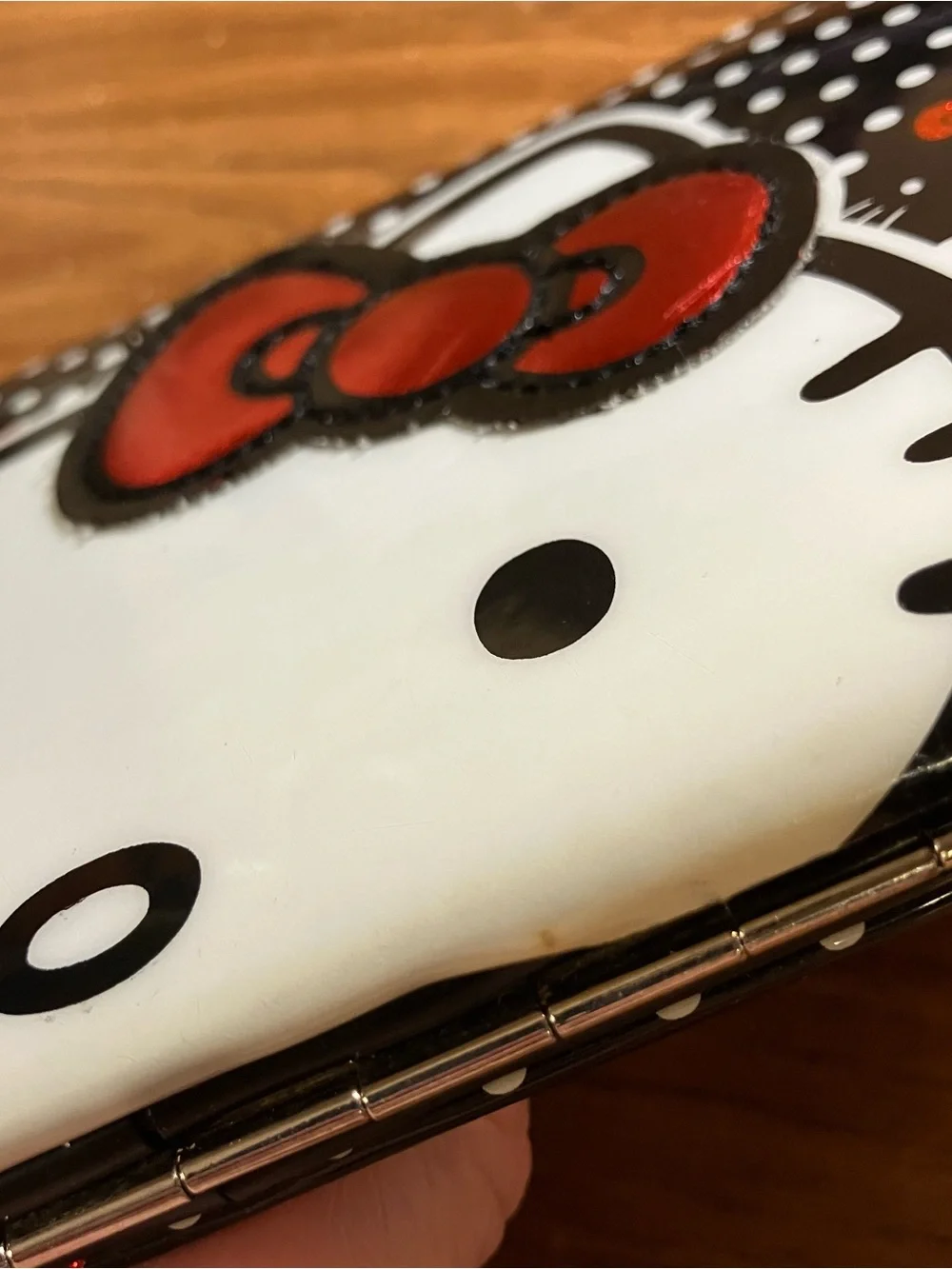 Sanrio Hello Kitty Vinyl Black White Polka Dot Wallet Red Bow Claire’s Exclusive